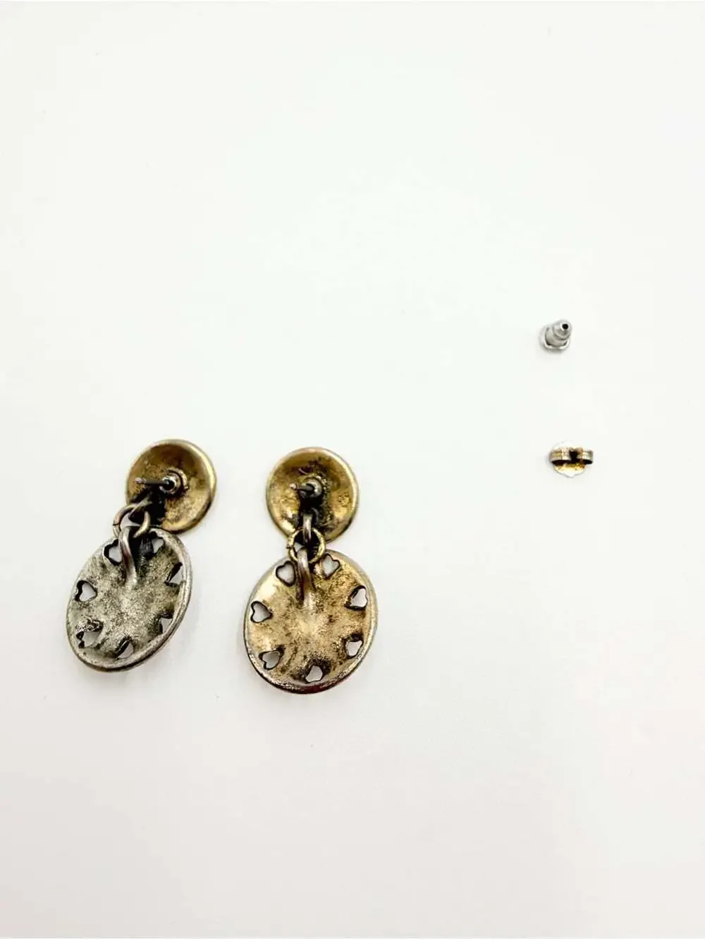 Vintage  Silver Tone Floral Rhinestone Drop Earrings